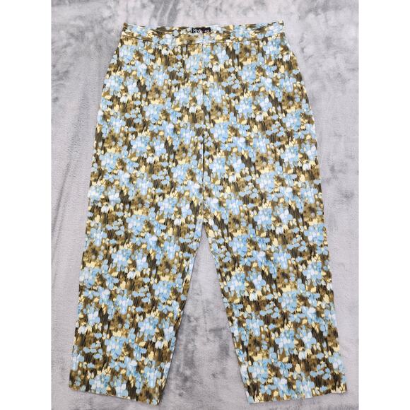 Vintage Style&Co Stretch High Rise Capri Pant Size 12 Blue Yellow Brown Floral - Picture 1 of 9